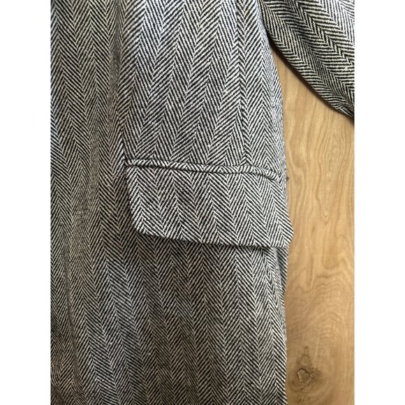 City Chic Sleek Fur Coat Women’s Size S/16 Herringbone Tweed Removable Fur Colla - Picture 11 of 13